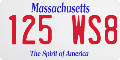 MA license plate 125WS8