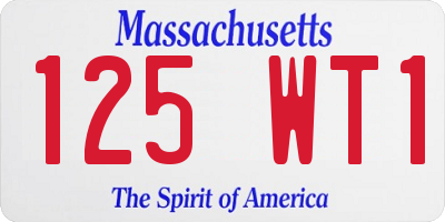MA license plate 125WT1