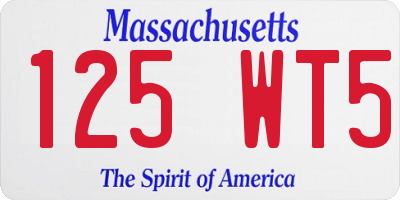 MA license plate 125WT5