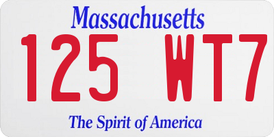 MA license plate 125WT7
