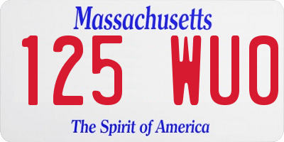 MA license plate 125WU0