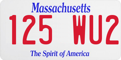 MA license plate 125WU2