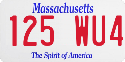 MA license plate 125WU4