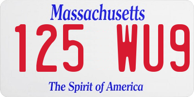 MA license plate 125WU9