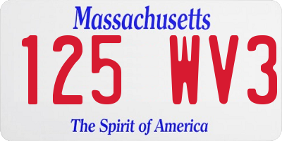 MA license plate 125WV3