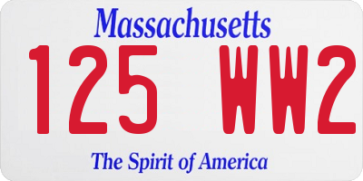 MA license plate 125WW2
