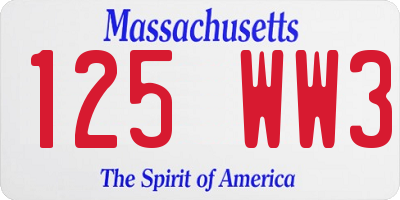 MA license plate 125WW3