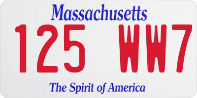 MA license plate 125WW7