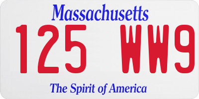 MA license plate 125WW9