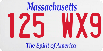 MA license plate 125WX9