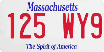 MA license plate 125WY9