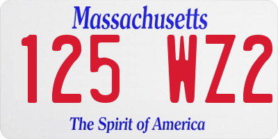 MA license plate 125WZ2