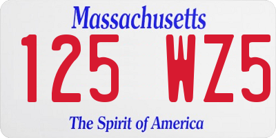 MA license plate 125WZ5