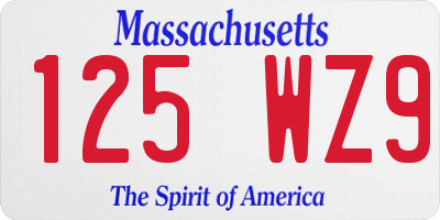 MA license plate 125WZ9