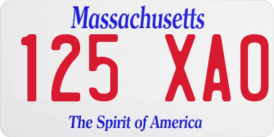 MA license plate 125XA0