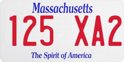 MA license plate 125XA2
