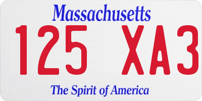 MA license plate 125XA3
