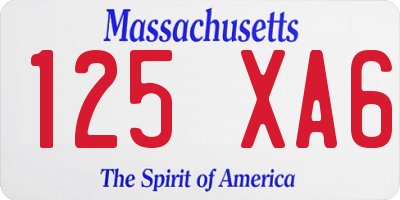 MA license plate 125XA6