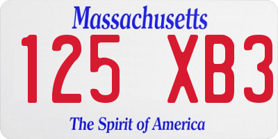 MA license plate 125XB3