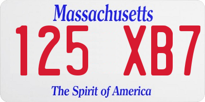 MA license plate 125XB7
