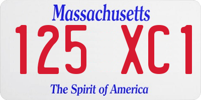 MA license plate 125XC1