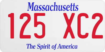 MA license plate 125XC2