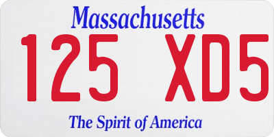 MA license plate 125XD5