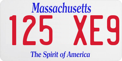 MA license plate 125XE9