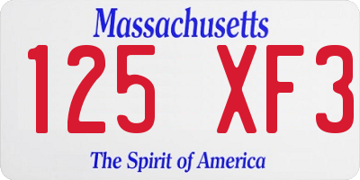MA license plate 125XF3