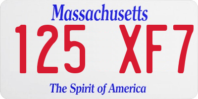 MA license plate 125XF7