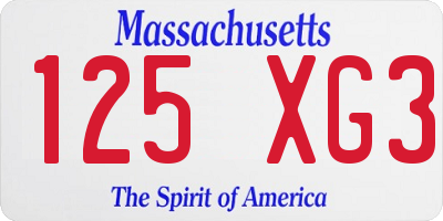 MA license plate 125XG3