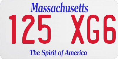 MA license plate 125XG6