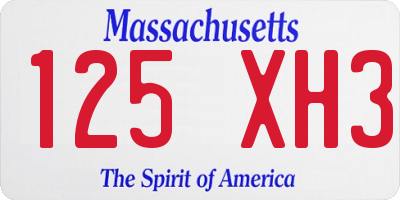 MA license plate 125XH3