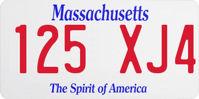 MA license plate 125XJ4