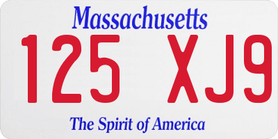 MA license plate 125XJ9
