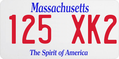 MA license plate 125XK2