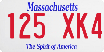 MA license plate 125XK4