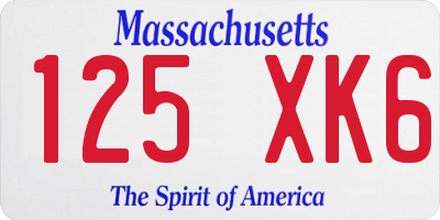 MA license plate 125XK6