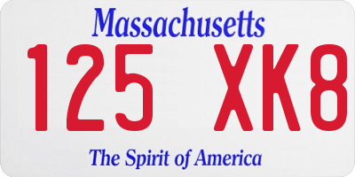 MA license plate 125XK8