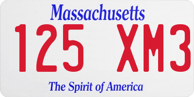MA license plate 125XM3
