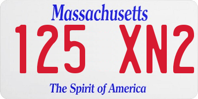 MA license plate 125XN2