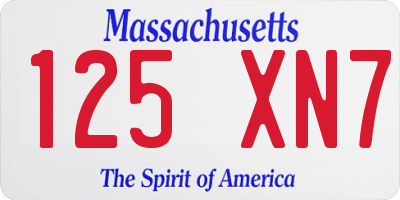 MA license plate 125XN7