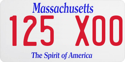 MA license plate 125XO0