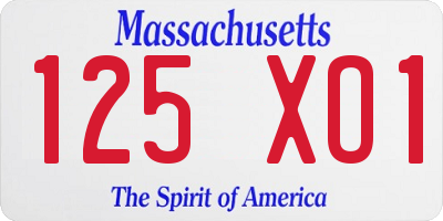 MA license plate 125XO1
