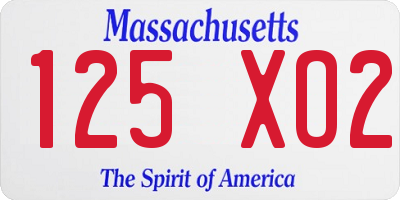 MA license plate 125XO2