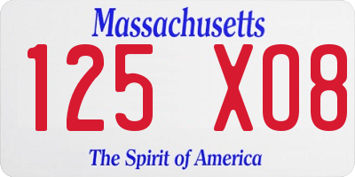 MA license plate 125XO8