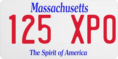 MA license plate 125XP0