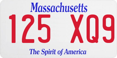 MA license plate 125XQ9