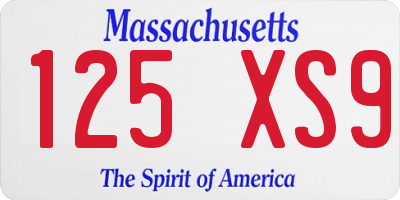 MA license plate 125XS9