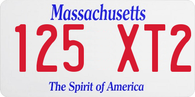 MA license plate 125XT2